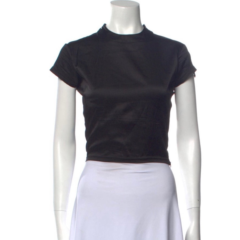 Are You Am I Black Silk Crop Top